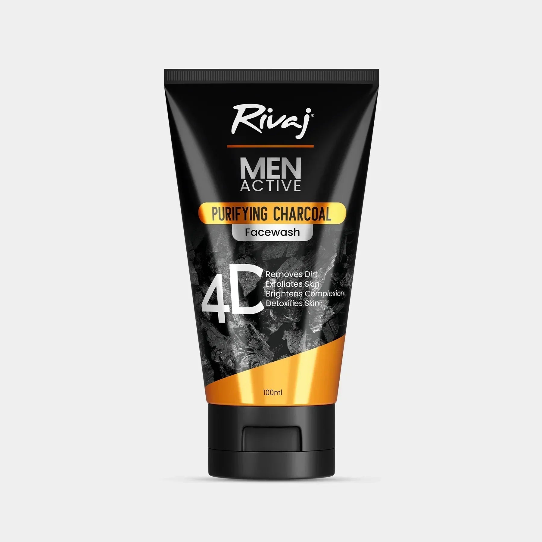 Rivaj Men Active Purifying Charcoal Face Wash (100ml) - Face Wash